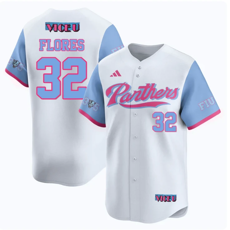 Nelson Rivera Flores Jersey #32 FIU Baseball 2025 Vice U Stitched White by My Store