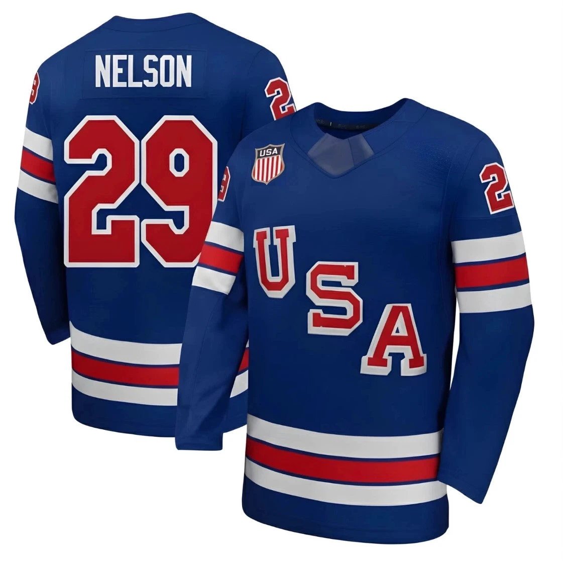 Nelson Team USA Winter Olympics 2026 Hockey Jersey Blue All Stitched by Hockey David