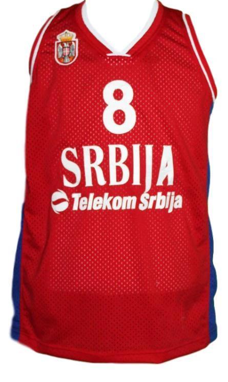 Nemanja Bjelica Jersey #8 Serbia Basketball New Sewn Red by My store basketball