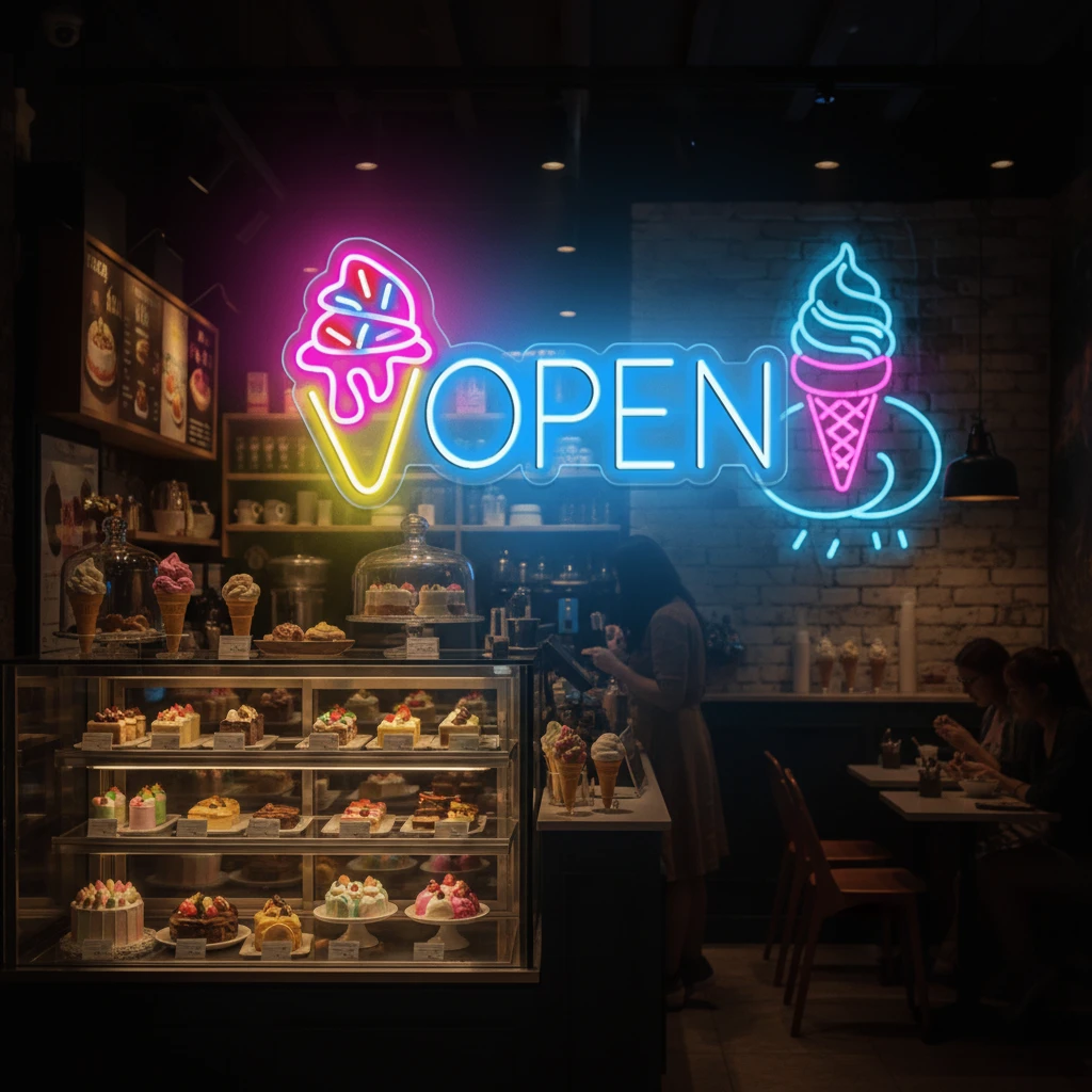 Neon Open Ice Cream Open Sign Custom Neon Sign by Neonchics