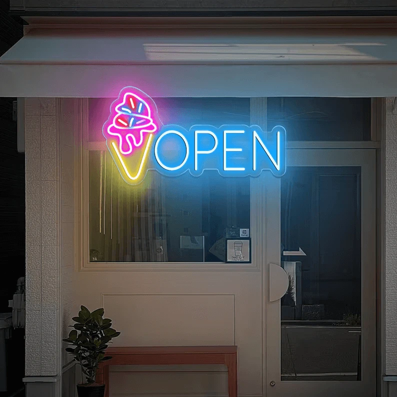 Neon Open Ice Cream Open Sign Custom Neon Sign by Neonchics