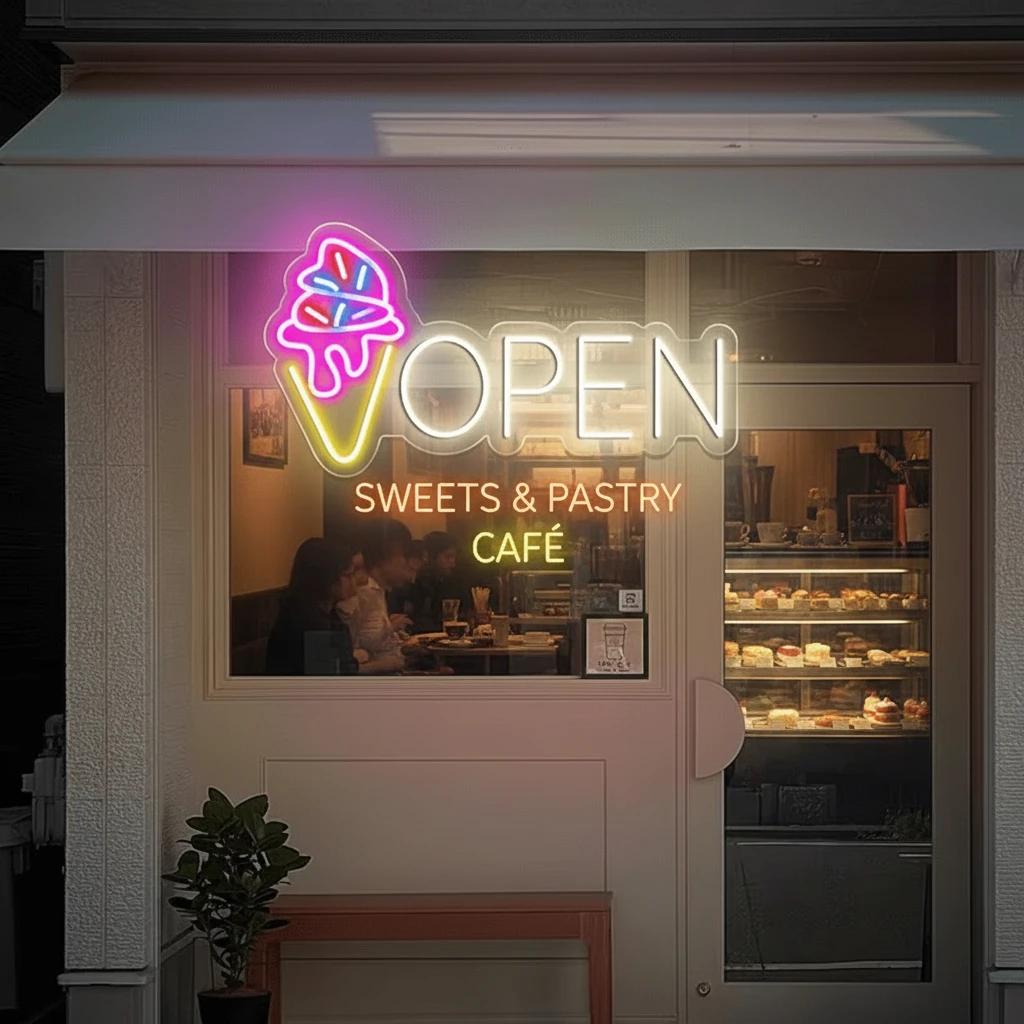 Neon Open Ice Cream Open Sign Custom Neon Sign by Neonchics