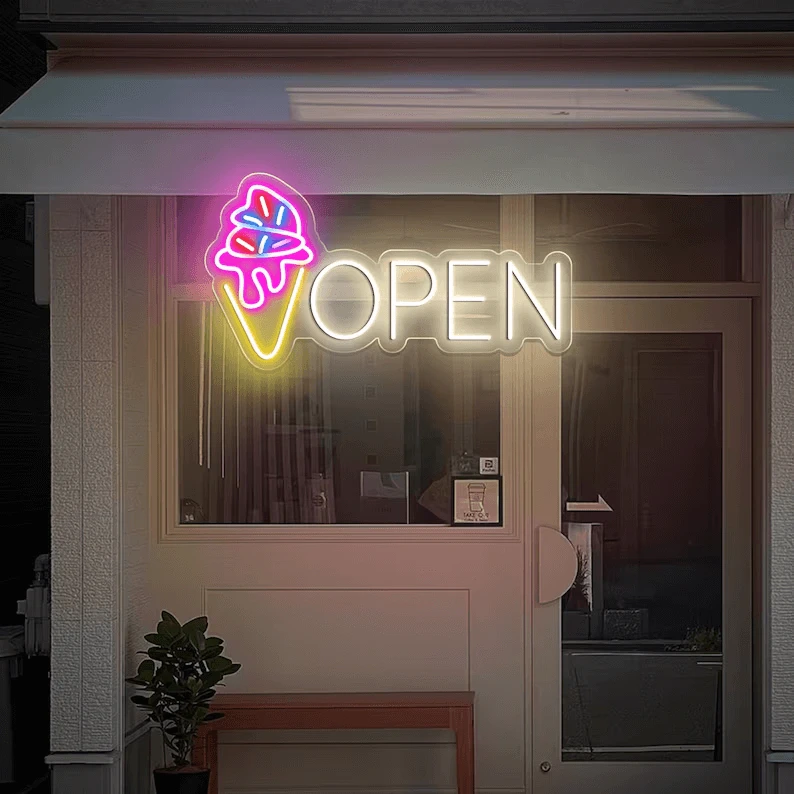 Neon Open Ice Cream Open Sign Custom Neon Sign by Neonchics