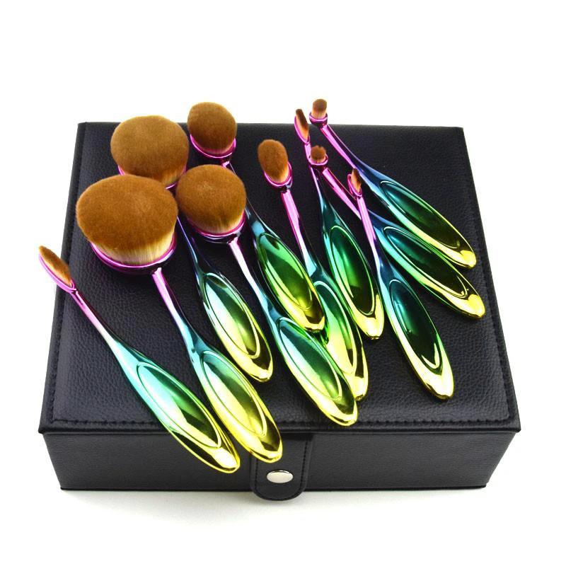 Rainbow Makeup Brushes - 10 Piece Set by Bowlift