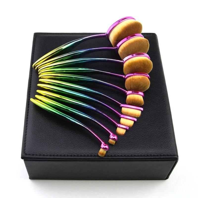 Rainbow Makeup Brushes - 10 Piece Set by Bowlift