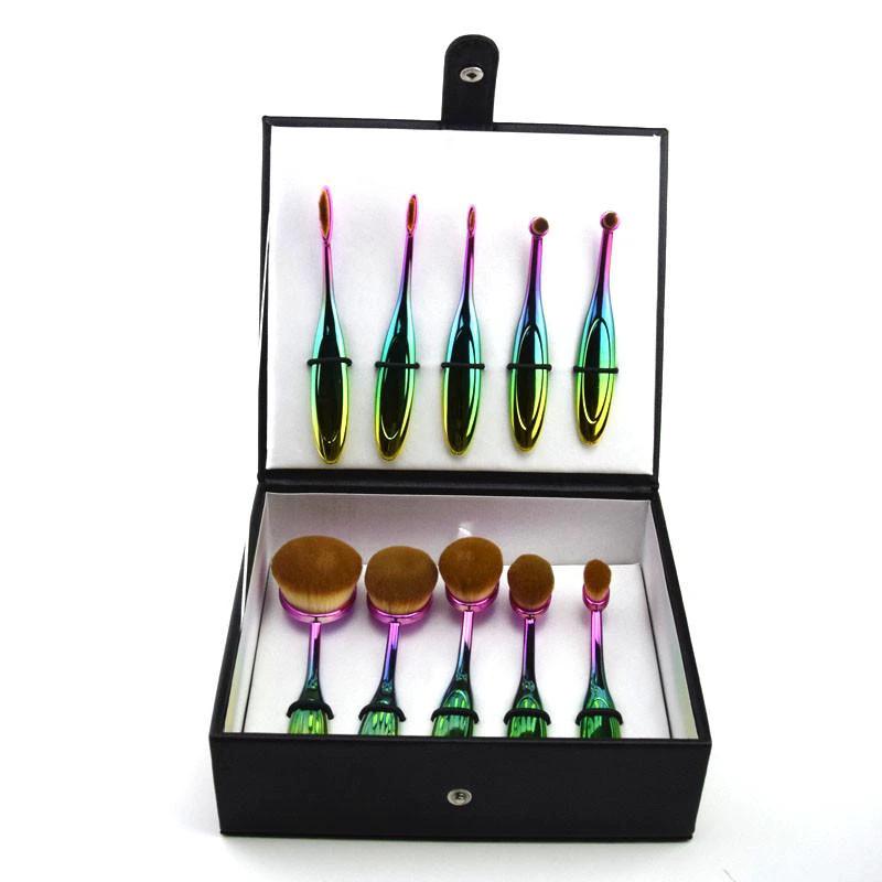 Rainbow Makeup Brushes - 10 Piece Set by Bowlift