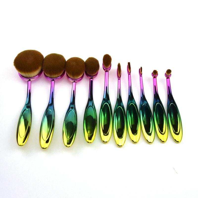 Rainbow Makeup Brushes - 10 Piece Set by Bowlift