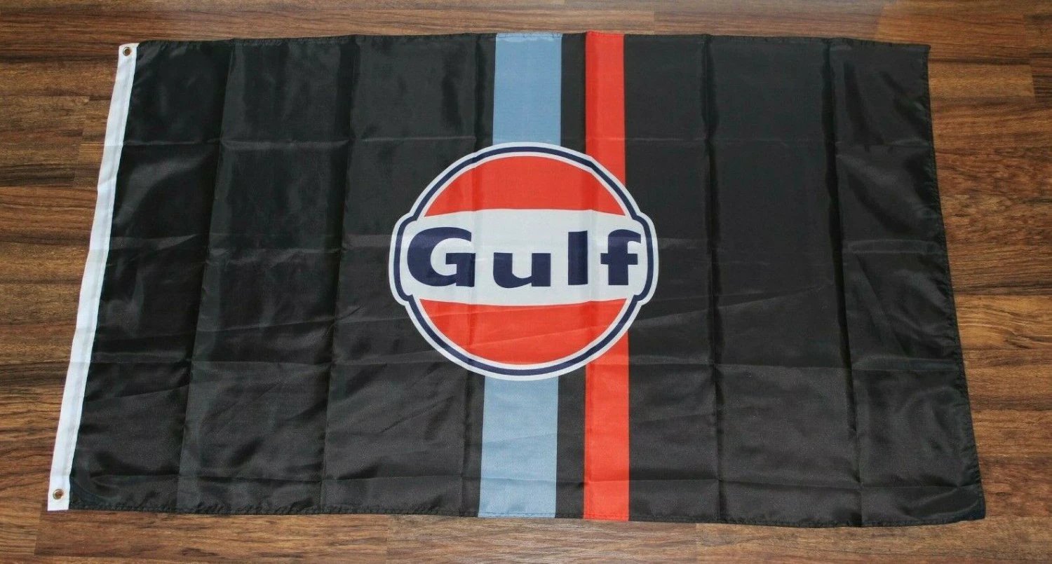 New Gulf Racing Banner Flag Porsche Formula One F1 Race Team Garage Gas Station 3x5ft by flagsjustdoit