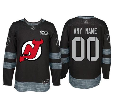 New Jersey Devils Black 1917-2017 100th Anniversary Stitched NHL Custom Jersey by Hockey David
