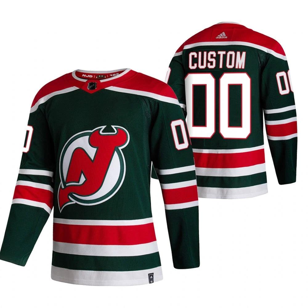 New Jersey Devils Custom Green 2020-21 Reverse Retro Alternate NHL Jersey by Hockey David