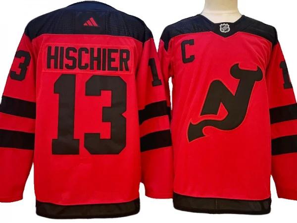 New Jersey Devils #13 Nico Hischier Red 2024 Stadium Series Jersey by Hockey David