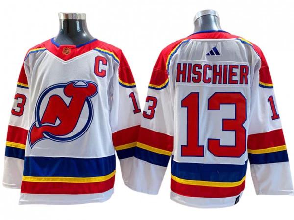 New Jersey Devils #13 Nico Hischier White Reverse Retro 2.0 Jersey by Hockey David