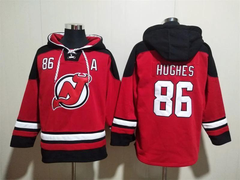 New Jersey Devils #86 Jack Hughes Pullover Hoodie by Hoodie Pullover