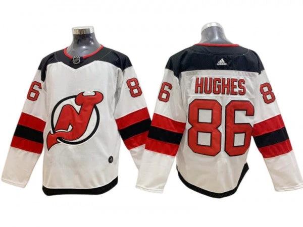 New Jersey Devils #86 Jack Hughes White Away Jersey by Hockey David