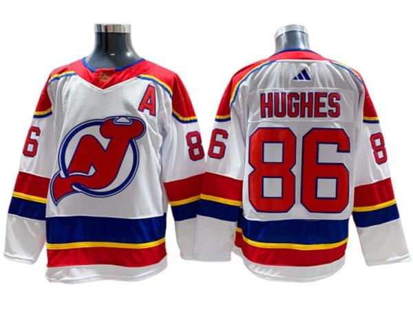 New Jersey Devils #86 Jack Hughes White Reverse Retro 2.0 Jersey by Hockey David