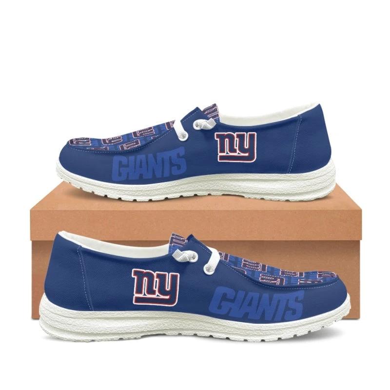 New York Giants navy Team Name Logo Canvas Sneaker Shoes For Men Women Fans by Crocs