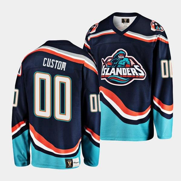 New York Islanders Custom Navy 2022 Reverse Retro Stitched Jersey by Hockey David