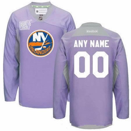 New York Islanders Purple Pink Custom Reebok Hockey Fights Cancer Practice Jersey by Hockey David