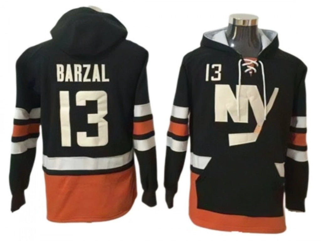 New York Islanders #13 Mathew Barzal Black One Front Pocket Pullover Hoodie by Hoodie Pullover