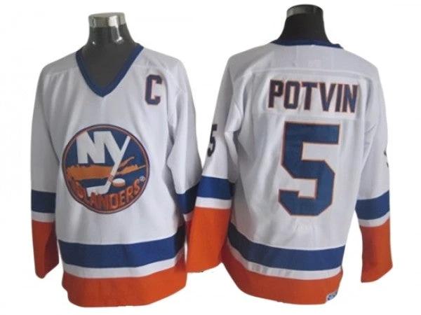 New York Islanders #5 Denis Potvin Vintage CCM Jersey - White by Hockey David