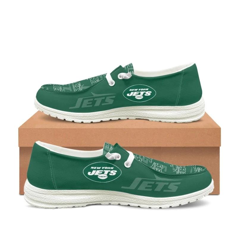 New York Jets Green Team Name Logo Canvas Sneaker Shoes For Men Women Fans by Crocs