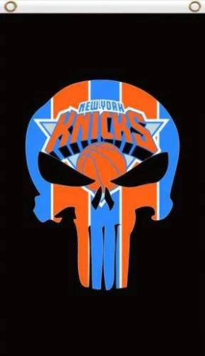 New York Knicks Skull Flag 3X5Ft Polyester Banner USA Digital Print by flagsjustdoit