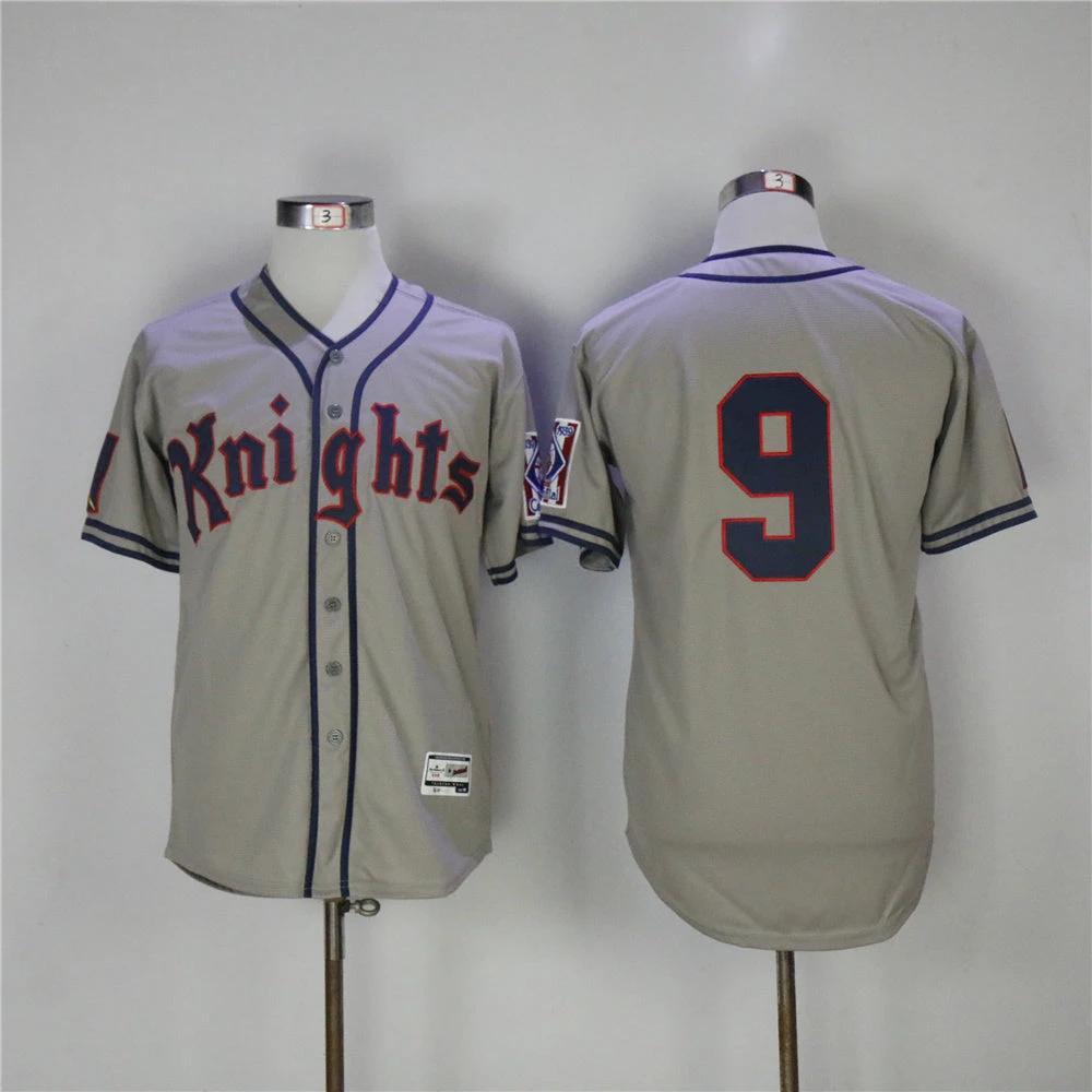 New York Knights #9 Movie Baseball Jersey Grey by My Store
