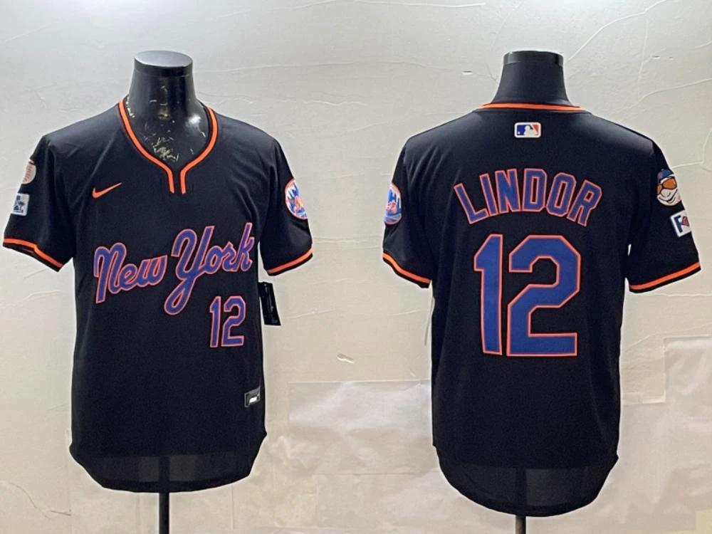 New York Mets Francisco Lindor Black Throwback Fashion Jersey by My Store