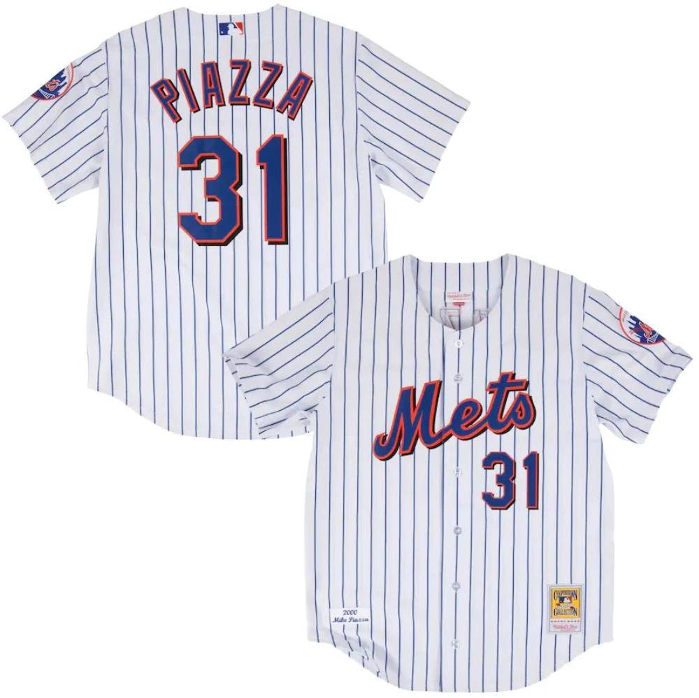 New York Mets Mike Piazza White 2000 Throwback Jersey by My Store