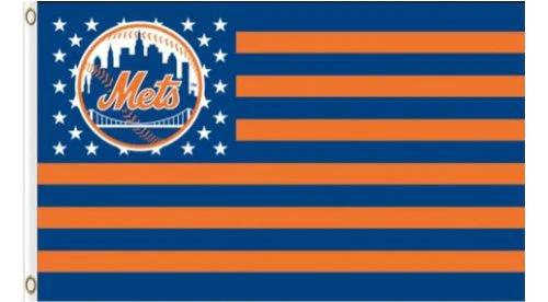 New York Mets Star And Stripes American flag 3X5Ft Banner USA Polyester with Brass Grommets by flagsjustdoit