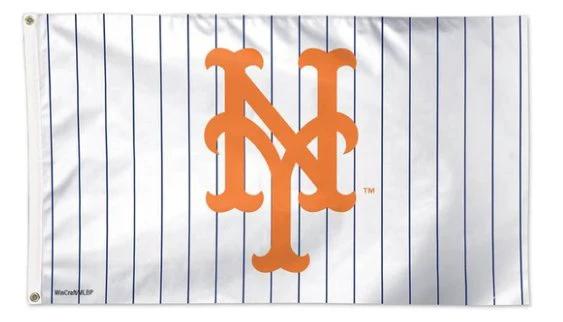 New York Mets White flag 3X5Ft Banner USA Polyester with Brass Grommets by flagsjustdoit