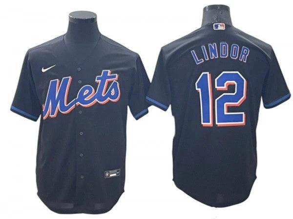 New York Mets #12 Francisco Lindor Black Cool Base Jersey by My Store