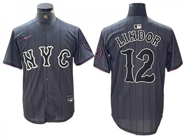New York Mets #12 Francisco Lindor Graphite 2024 City Connect Limited Jersey by My Store