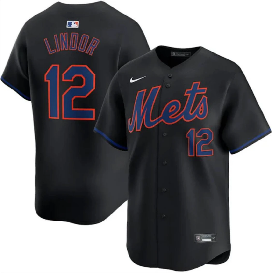 New York Mets #12 Francisco Lindor Jersey Stitched Black by My Store