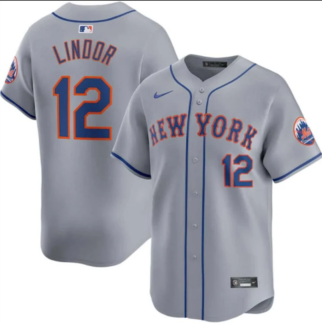 New York Mets #12 Francisco Lindor Jersey Stitched Grey by My Store