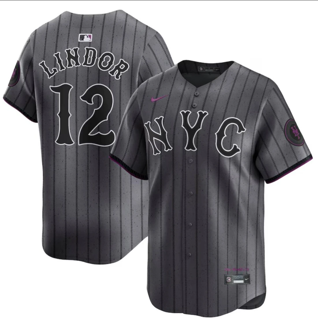 New York Mets #12 Francisco Lindor Jersey Stitched Grey Alternate by My Store