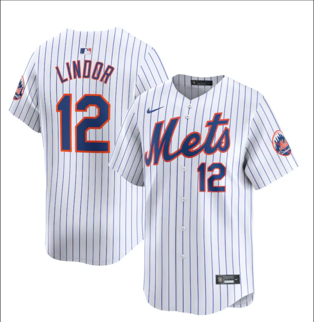 New York Mets #12 Francisco Lindor Jersey Stitched White by My Store