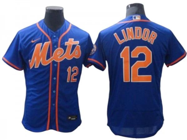 New York Mets #12 Francisco Lindor Royal Alternate Flex Base Jersey by My Store