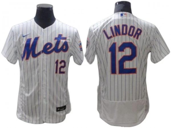 New York Mets #12 Francisco Lindor White Home Flex Base Jersey by My Store