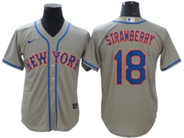 New York Mets #18 Darryl Strawberry Gray Road Cool Base Jersey by My Store