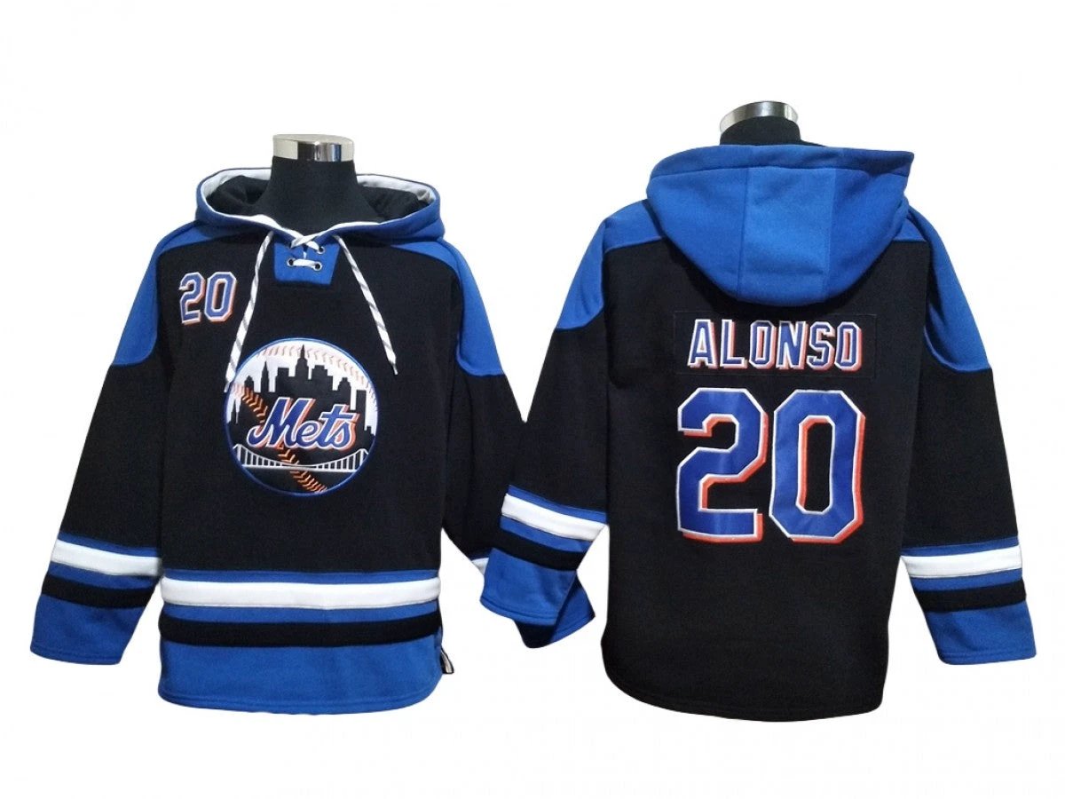 New York Mets #20 Pete Alonso Black Pullover Hoodie by Hoodie Pullover