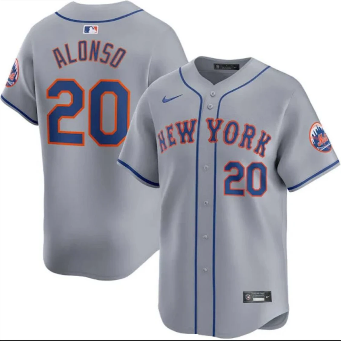 New York Mets #20 Pete Alonso Jersey Stitched Grey by My Store