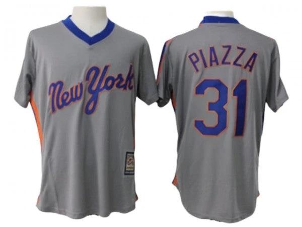 New York Mets #31 Mike Piazza Gray Cooperstown Collection Throwback Jersey by My Store