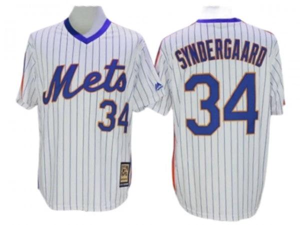 New York Mets #34 Noah Syndergaard White Cooperstown Collection Throwback Jersey by My Store