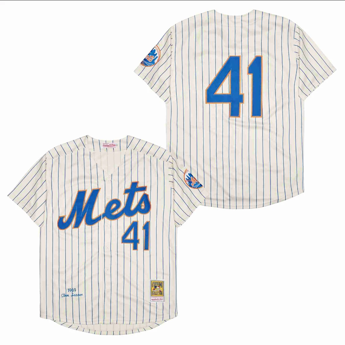New York Mets #41 Tom Seaver Jersey Stitched 1969 Cream Pinstripe by My Store