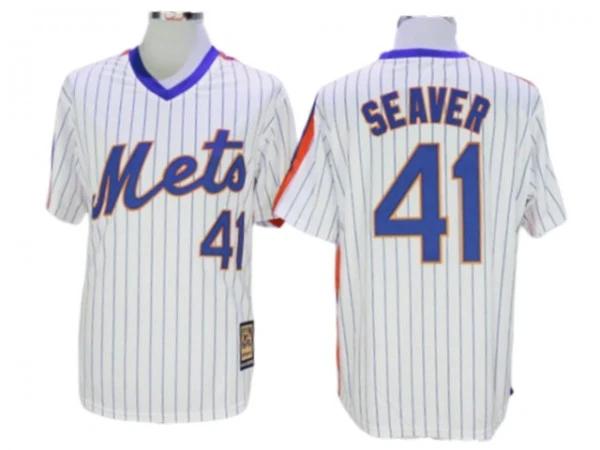 New York Mets #41 Tom Seaver White Cooperstown Collection Throwback Jersey by My Store