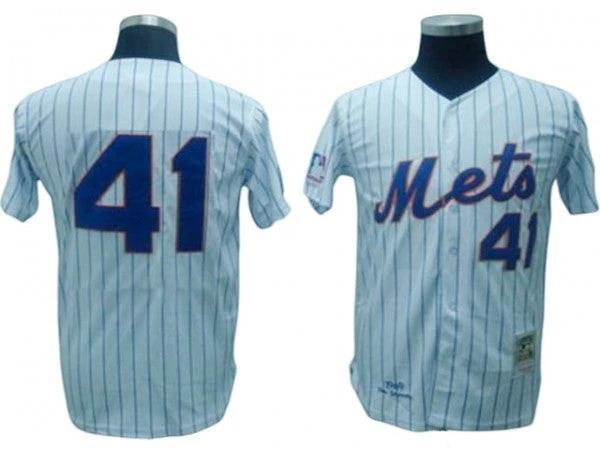 New York Mets #41 Tom Seaver White Pinstripe Throwback Jersey by My Store