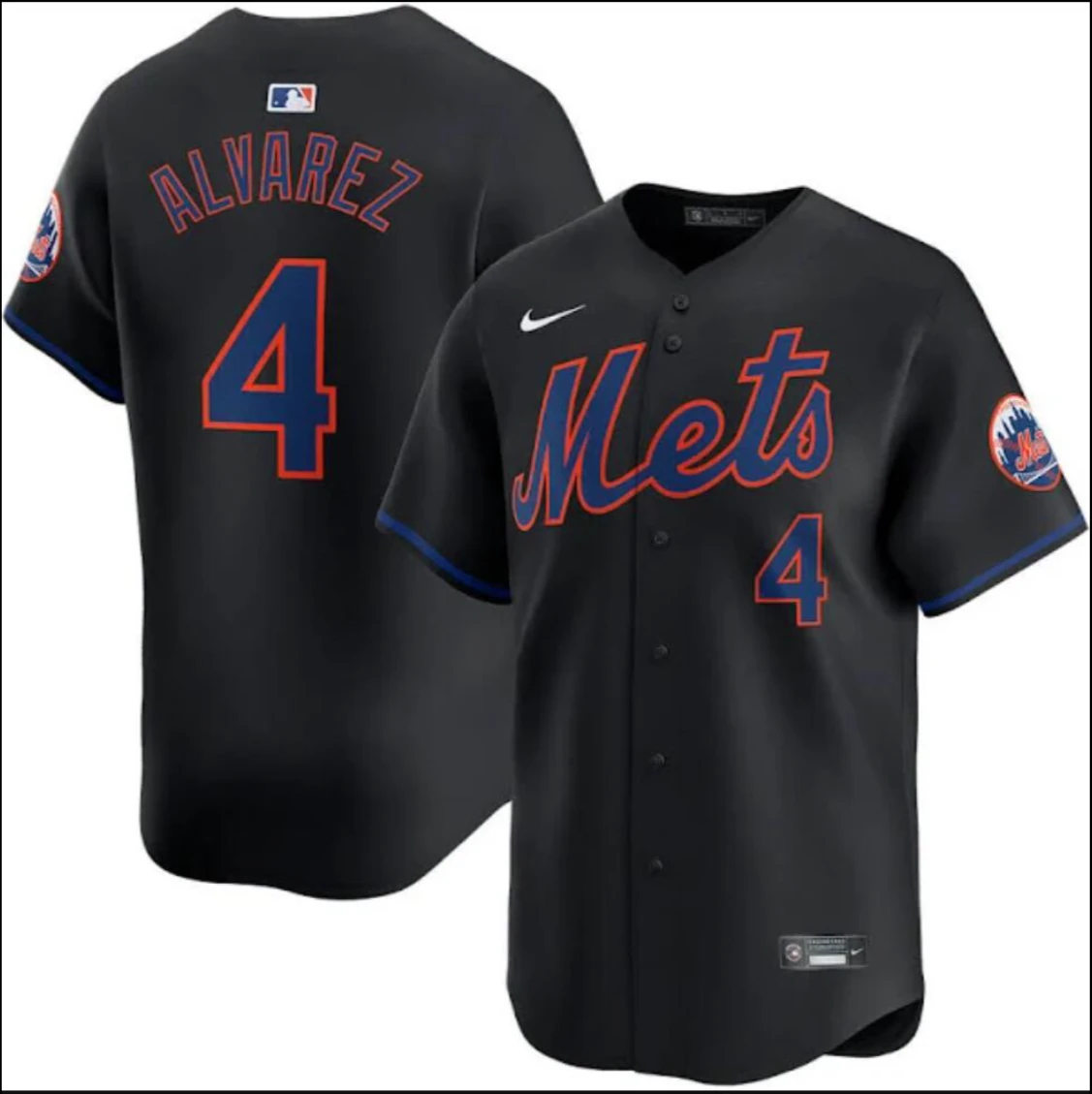 New York Mets #4 Francisco Alvarez Jersey Stitched Black by My Store