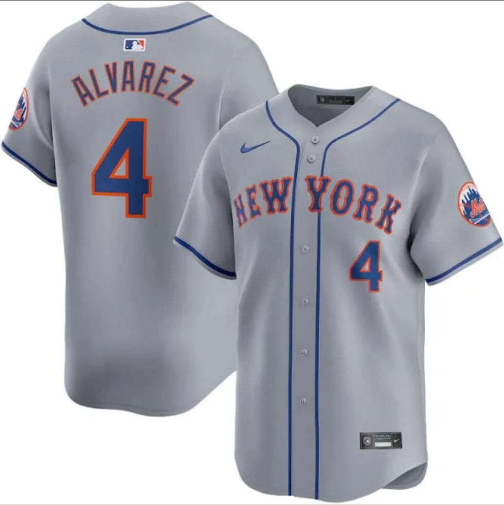 New York Mets #4 Francisco Alvarez Jersey Stitched Grey by My Store