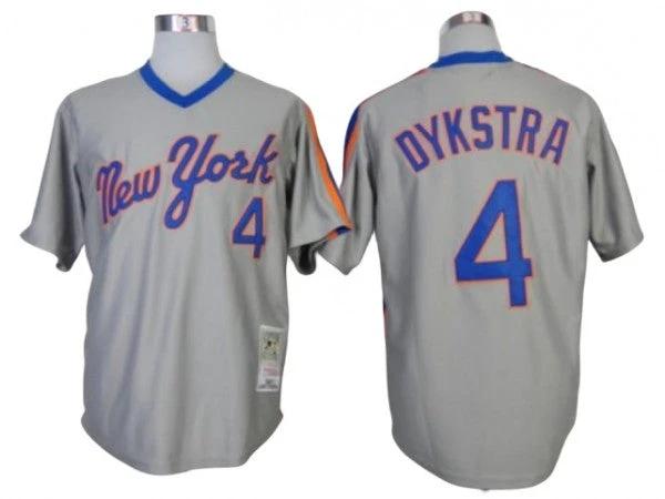 New York Mets #4 Lenny Dykstra Gray 1987 Throwback Jersey by My Store